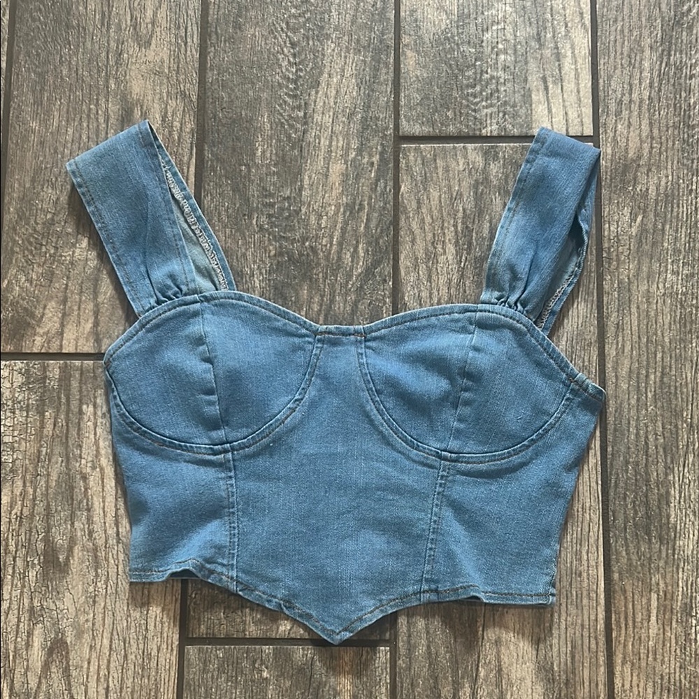 Blue Denim Crop Top